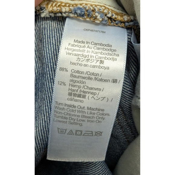 Madewell‎ Baggy Straight Jeans Slouchy Rigid Denim Hemp Dark Worn Indigo Wash 25 - Picture 9 of 9